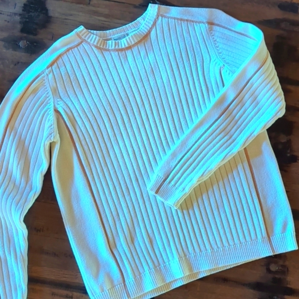 Stamp 10 Men's Cotton Ribbed Crewneck Sweater with Top-stitching. Sz M